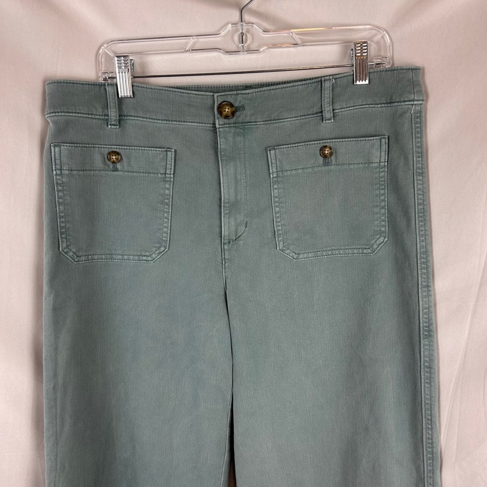 LOFT Palmer Wide Leg Pants Sage Green Utility Patch Pocket Trousers Womens 12 - Picture 3 of 9
